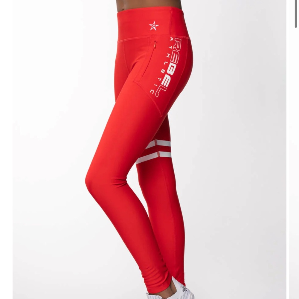 Rebel athletic LEGENDARY LEGGING IN RED STRIPE Miss America size medium